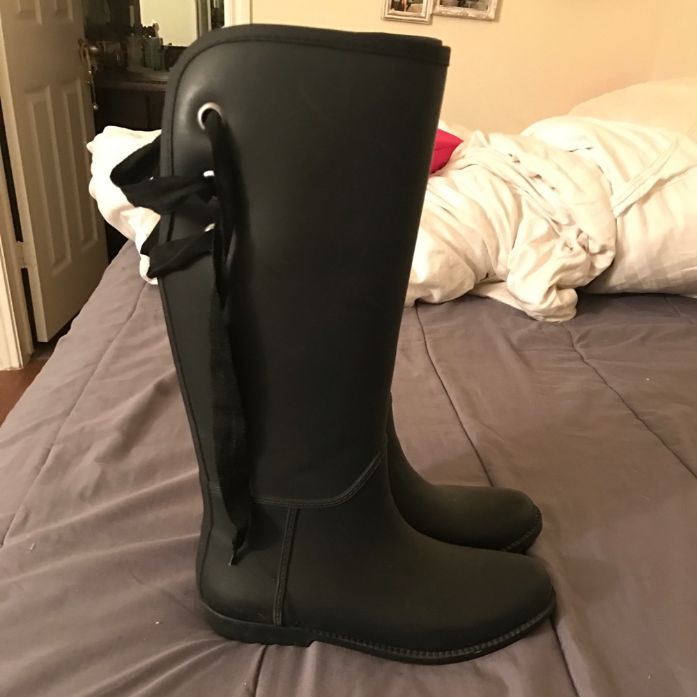 Black rain boots